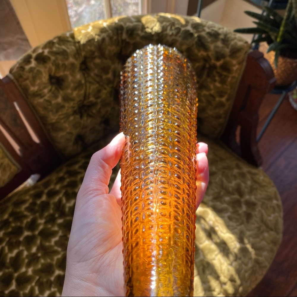Vintage 1960s Empoli Italy Mid Century Amber Hobnail Genie Decanter - Picture 8 of 10